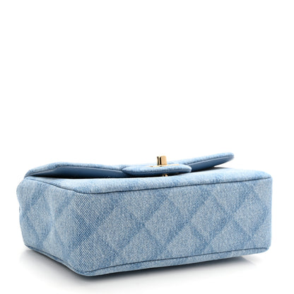Chanel Printed Denim Quilted Mini Rectangular Flap Light Blue 4 of 11