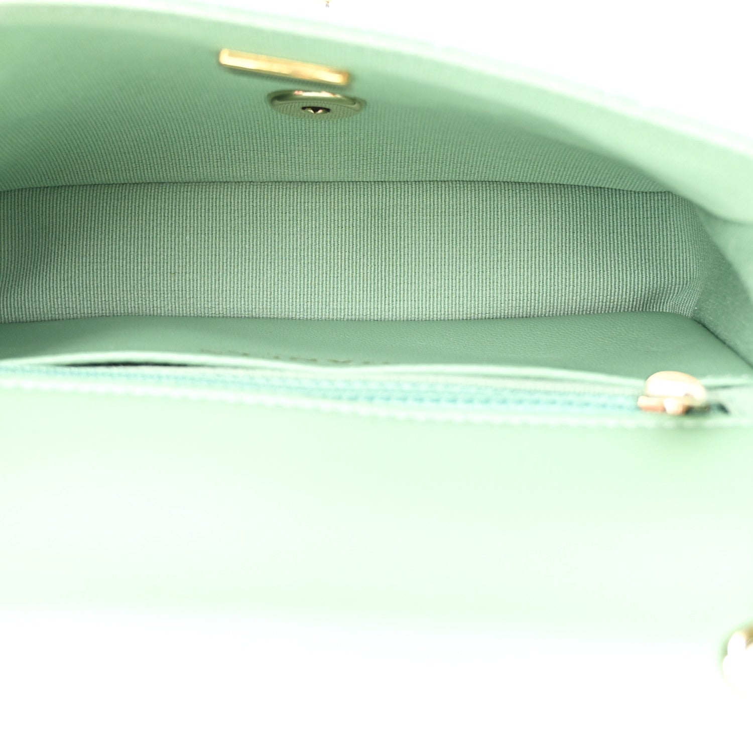 Chanel Lambskin Resin Quilted Mini Heart Square Flap Light Green 5 of 11
