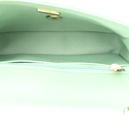 Chanel Lambskin Resin Quilted Mini Heart Square Flap Light Green 5 of 11