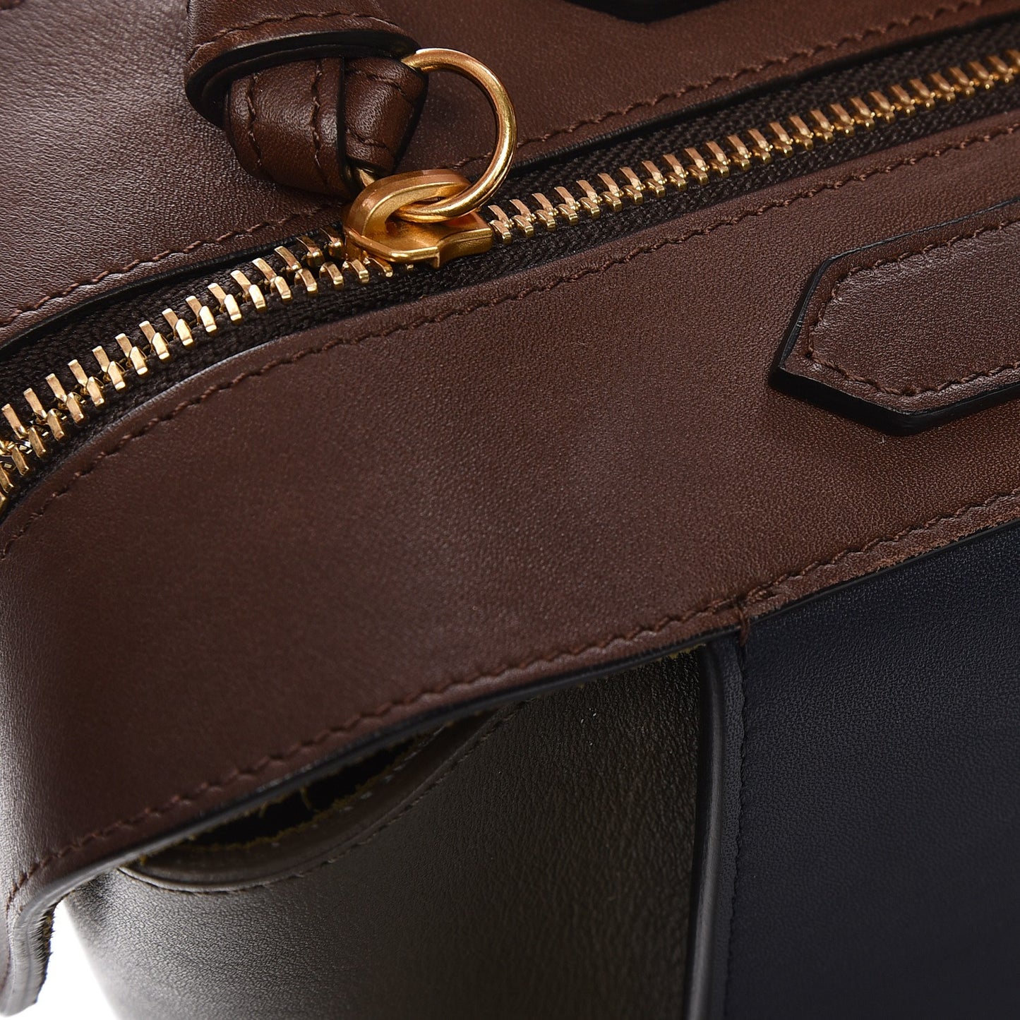 Smooth Calfskin Small Tri-Color Ring Bag Navy