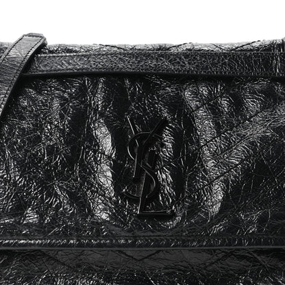 Saint Laurent Crinkled Calfskin Matelasse Monogram Medium Niki Chain Satchel Black 7 of 9