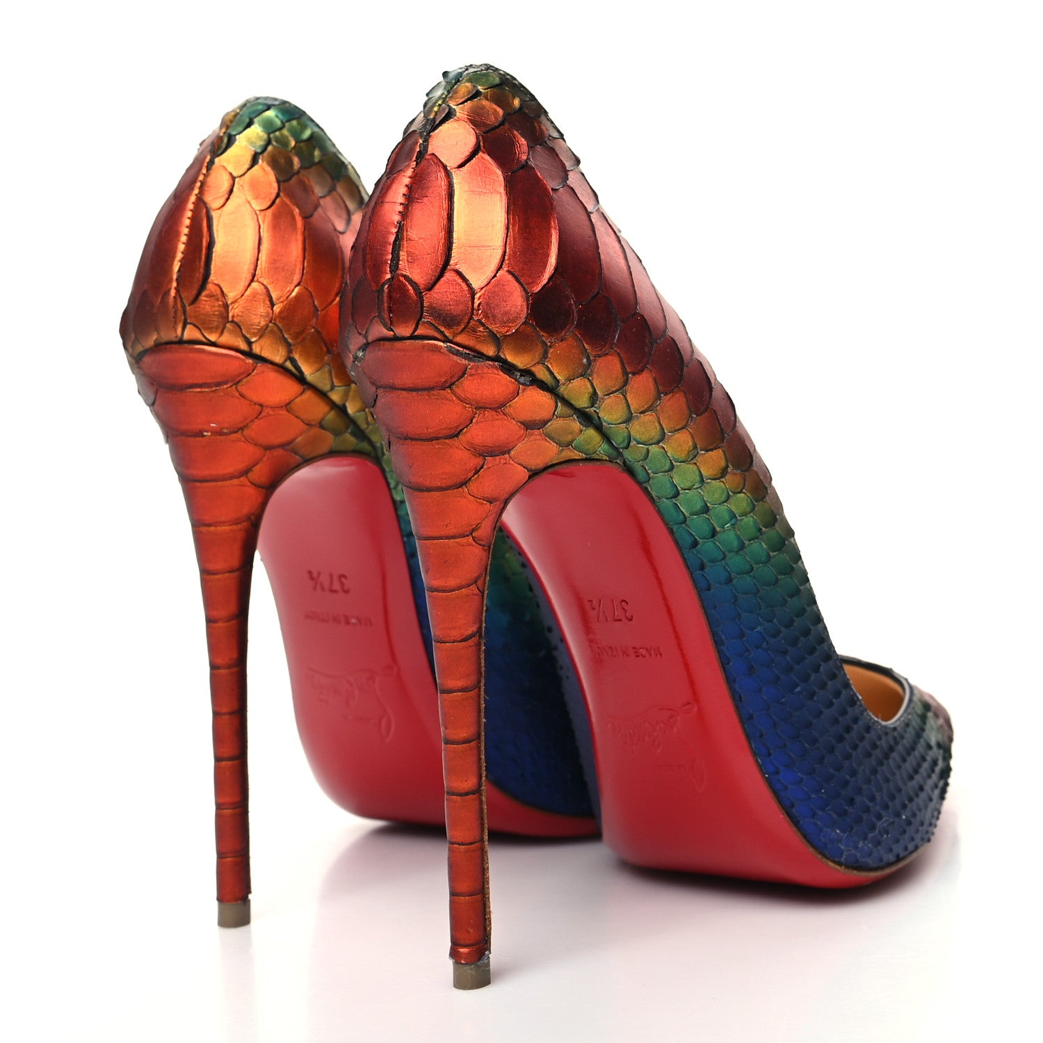Christian Louboutin Metallic Snakekin So Kate 120 Pumps 37.5