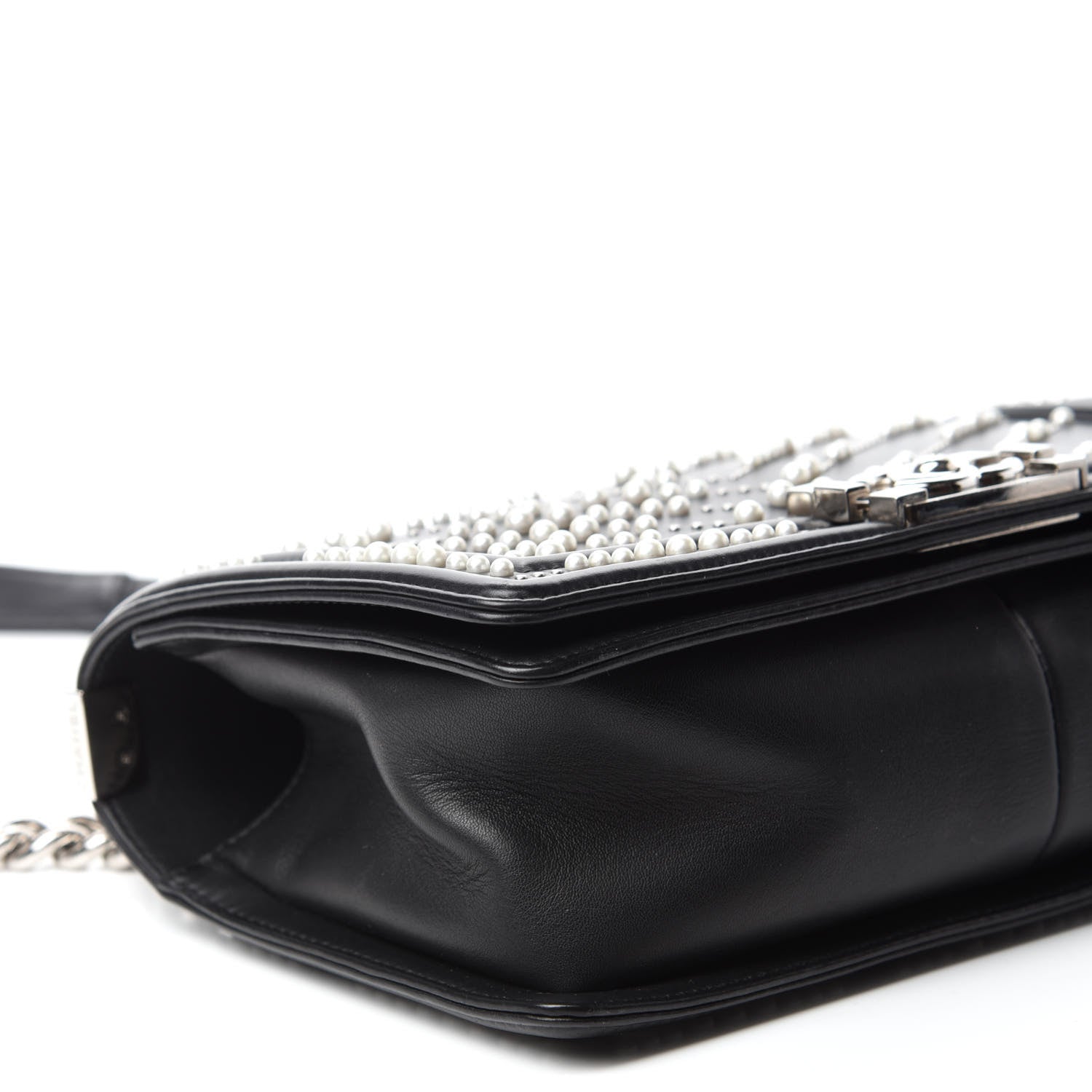Chanel Calfskin Pearl Chevron Small Boy Flap Black 7 of 11