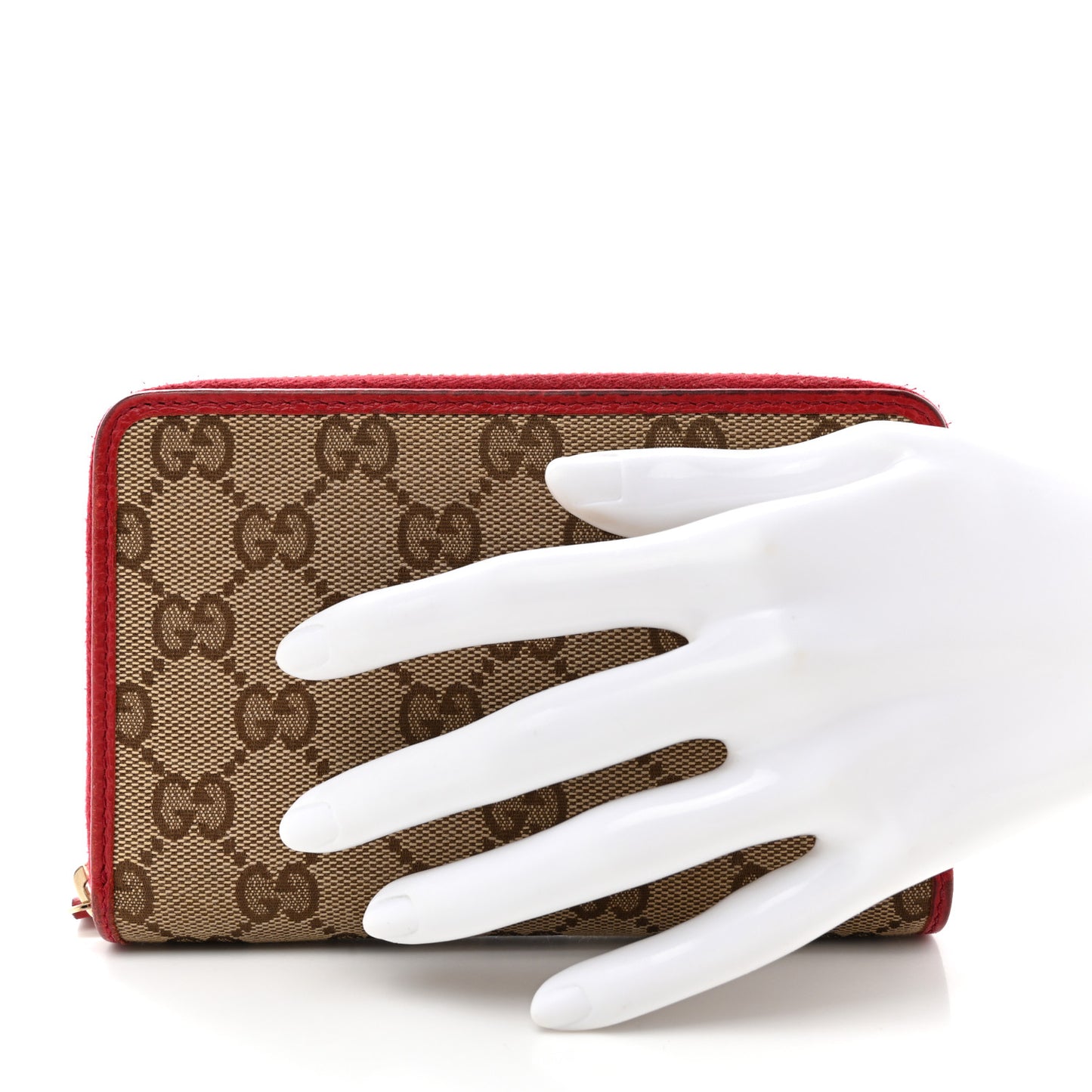 Monogram Dollar Calfskin Zip Around Compact Wallet Beige Ebony Rosso
