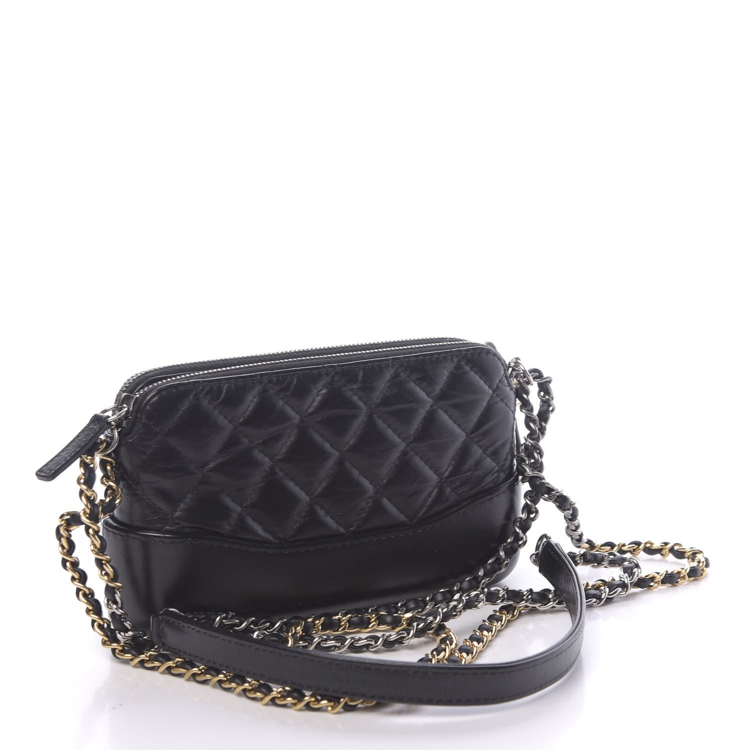 Chanel Aged Calfskin Quilted Small Gabrielle Clutch With Chain Black 3 of 14