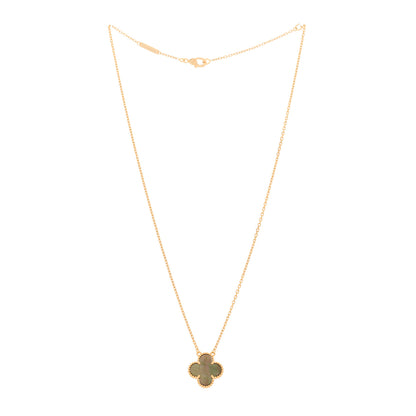 Van Cleef & Arpels 18K Rose Gold Gray Mother of Pearl Vintage Alhambra Pendant Necklace 3 of 7