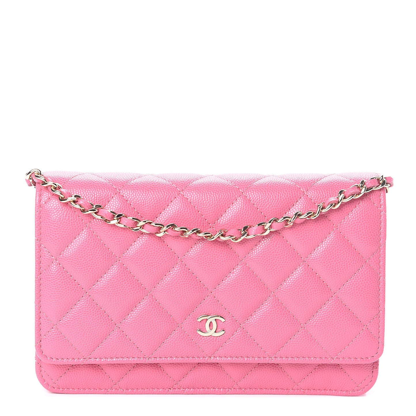 Caviar Quilted Wallet on Chain WOC Pink