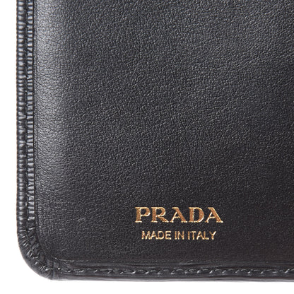 Prada Vitello Move Metal Compact Wallet Black 9 of 9