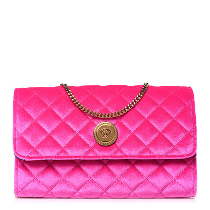 Versace Velvet Quilted Medusa Wallet On Chain Pink 1 of 8