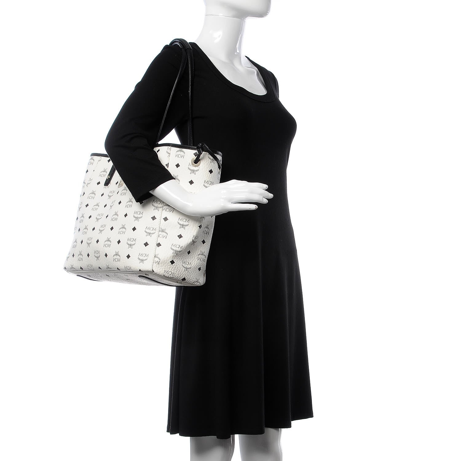 MCM Visetos Medium Project Reversible Shopper Tote White 2 of 16