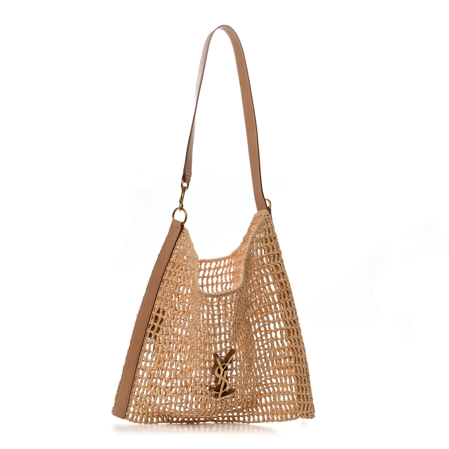 Saint Laurent Raffia Calfskin Oxalis Shoulder Bag Naturale Vintage Brown 1 of 10
