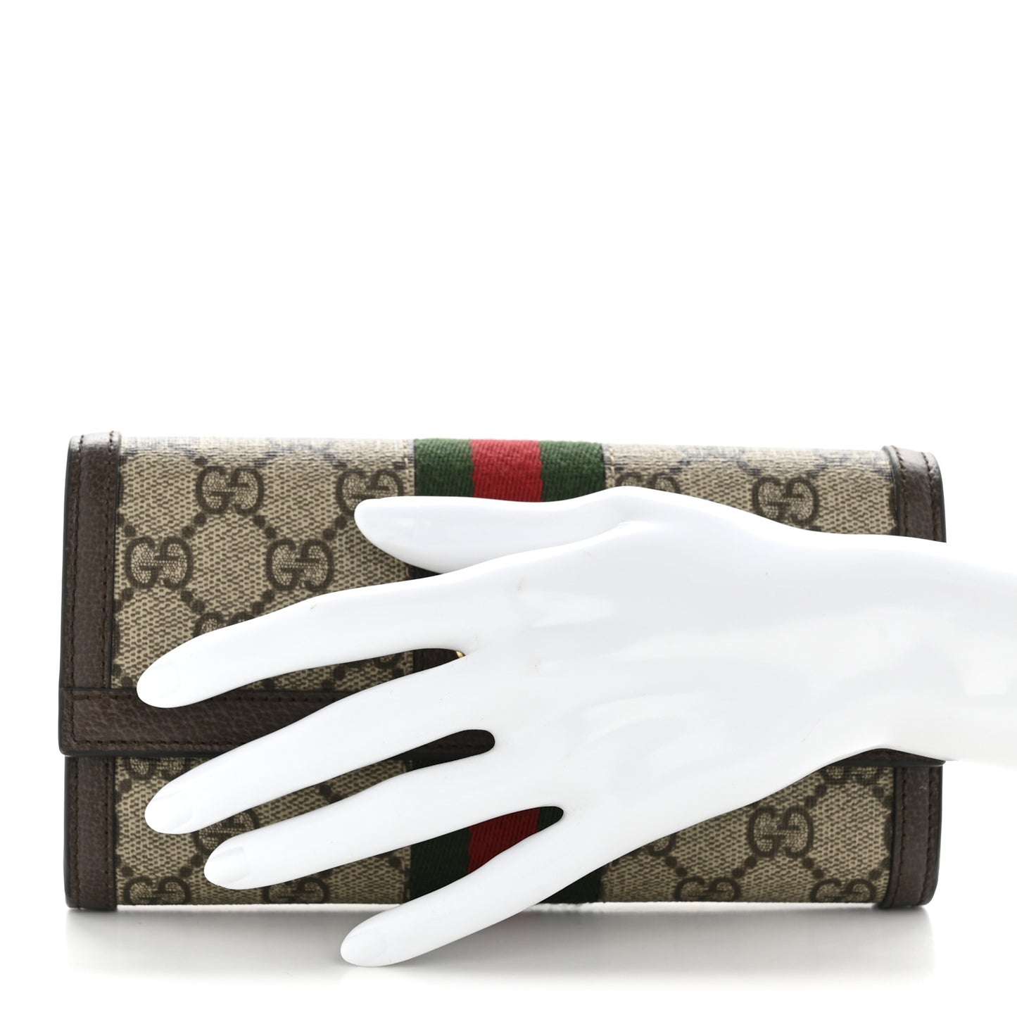 GG Supreme Monogram Web Ophidia Continental Wallet Brown