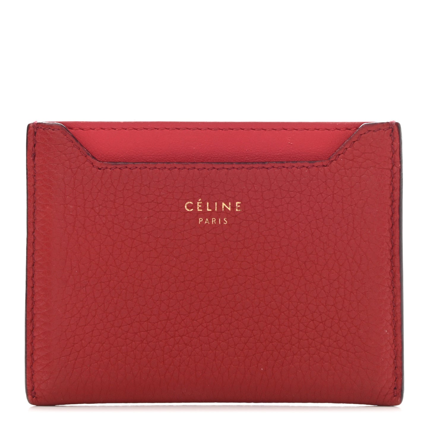 Drummed Calfskin Bi-Color Card Holder Red