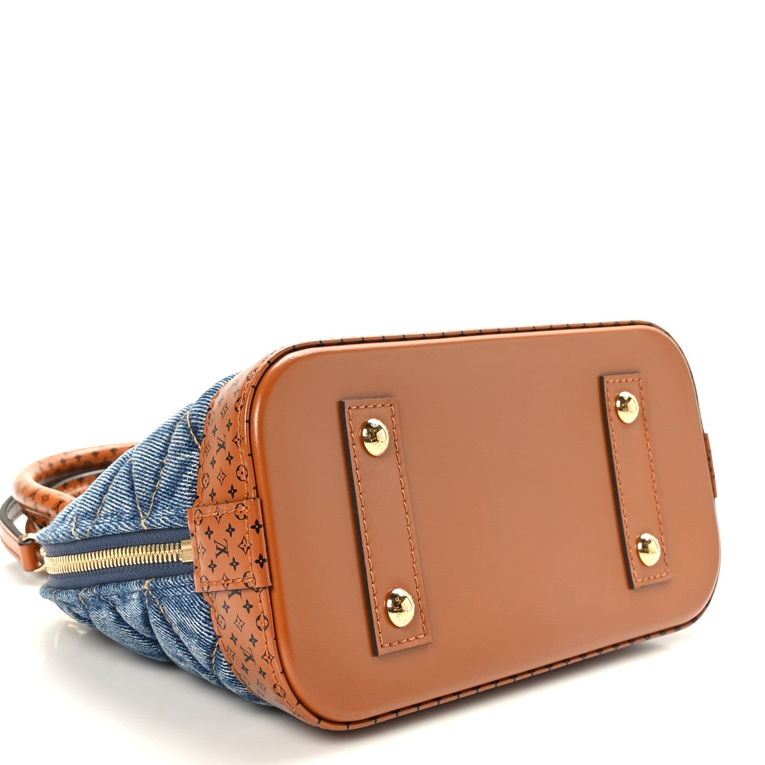 Louis Vuitton Denim Calfskin Reverse Monogram Malletage Alma BB Blue 4 of 8