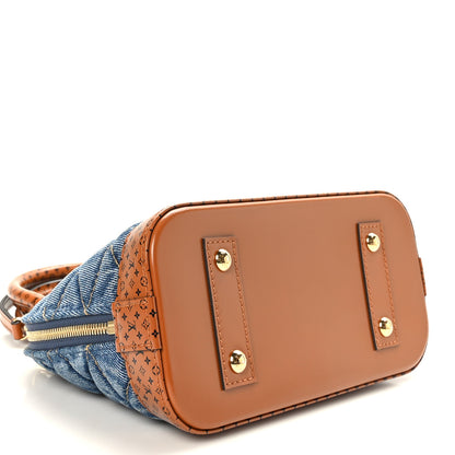 Louis Vuitton Denim Calfskin Reverse Monogram Malletage Alma BB Blue 4 of 8