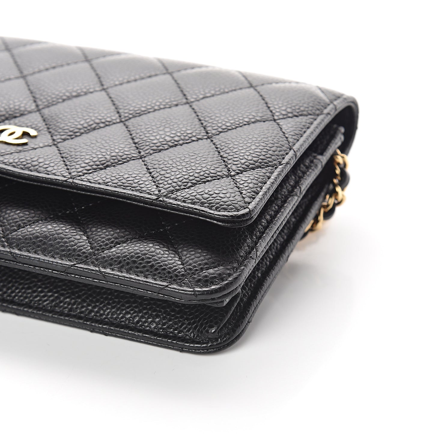 Caviar Quilted Wallet On Chain WOC Black