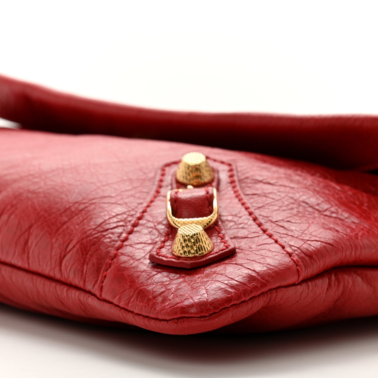 Balenciaga Agneau Giant 12 Gold Hardware Envelope Strap Clutch Rouge Lipstick 11 of 14