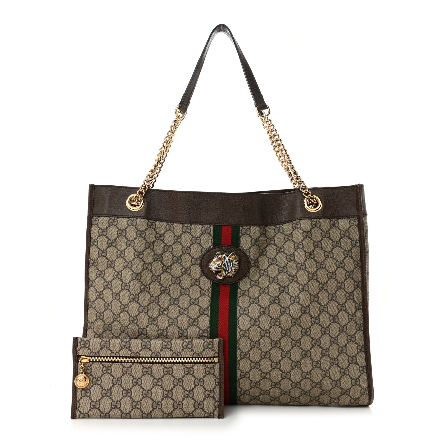Gucci GG Supreme Monogram Large Rajah Chain Tote Beige New Acero 3 of 12