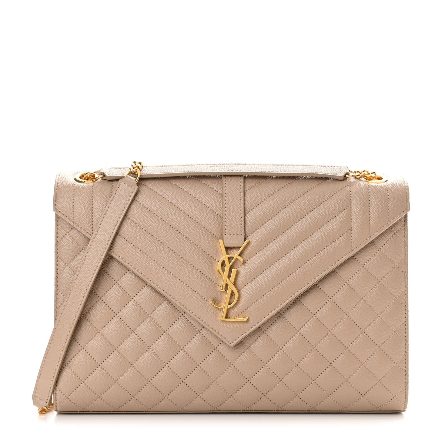 Grain De Poudre Mixed Matelasse Large Triquilt Monogram Satchel Dark Beige
