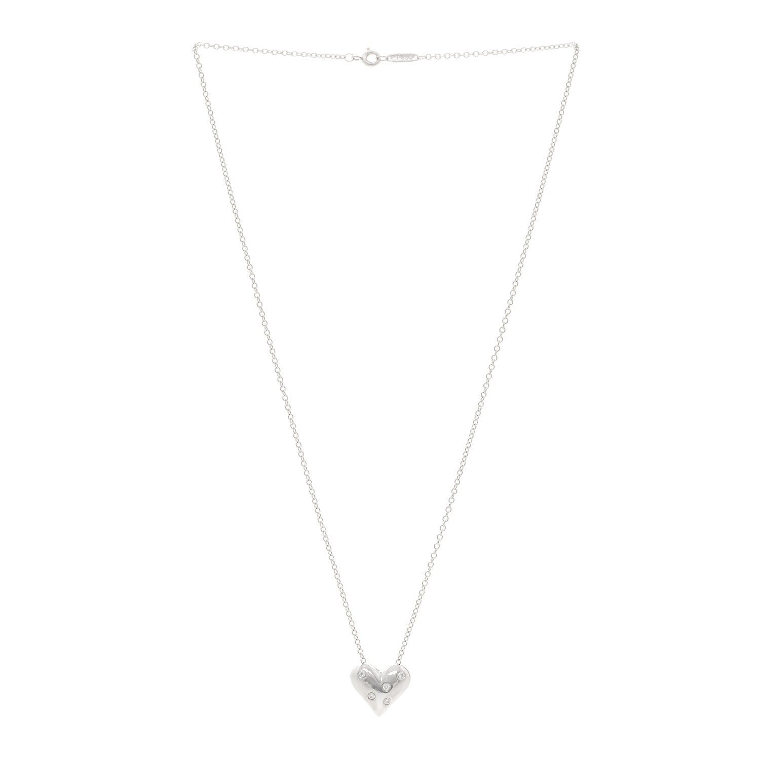 Tiffany Platinum Diamond Etoile Heart Pendant Necklace 3 of 4