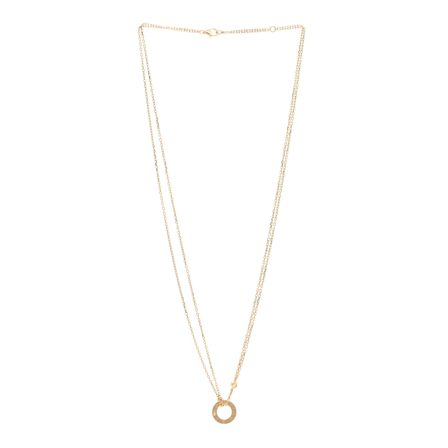 18K Yellow Gold 2 Diamond LOVE Necklace
