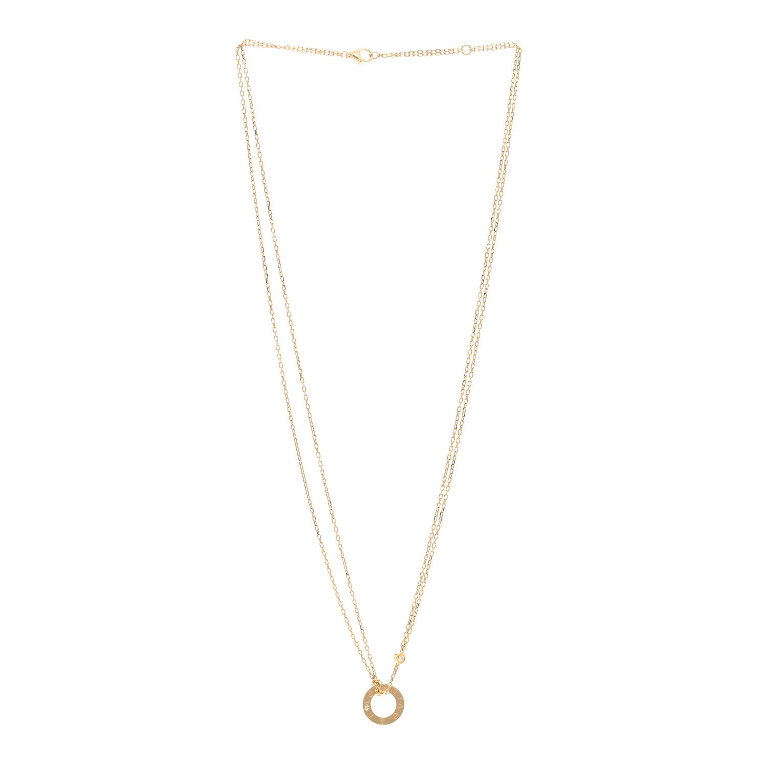 Cartier 18K Yellow Gold 2 Diamond LOVE Necklace 3 of 5