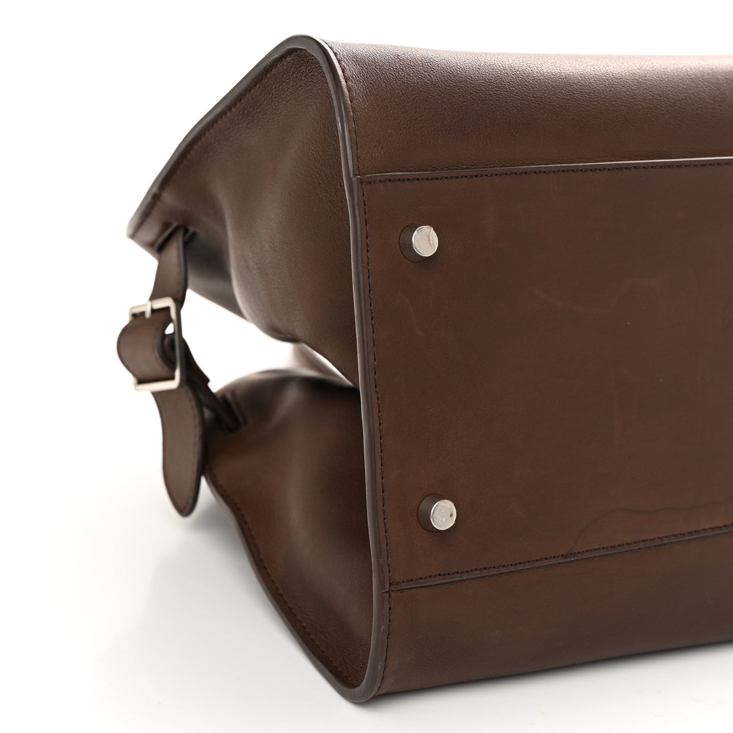 Polished Saddle Calfskin EW Margaux Chestnut Dark Chocolate
