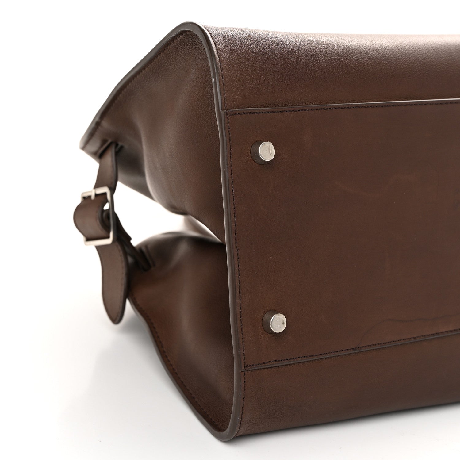 The Row Polished Saddle Calfskin EW Margaux Chestnut Dark Chocolate 8 of 10