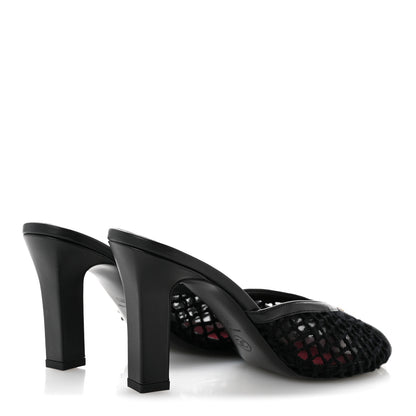 Chanel Mesh Cotton Lambskin CC Coco Beach Mules 38.5 Black 5 of 9