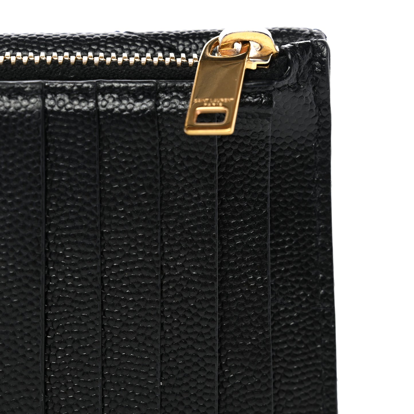 Grain De Poudre Matelasse Chevron Monogram Compact Wallet Black