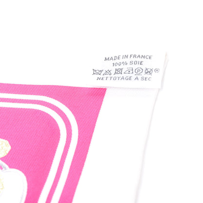 Hermes Silk Brides de Gala Nano Scarf 20 White Rose Fuchsia Or 3 of 3