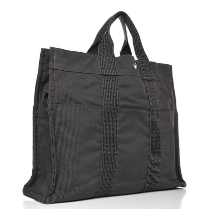 Hermes Toile Fourre Tout MM Grey Black 3 of 7