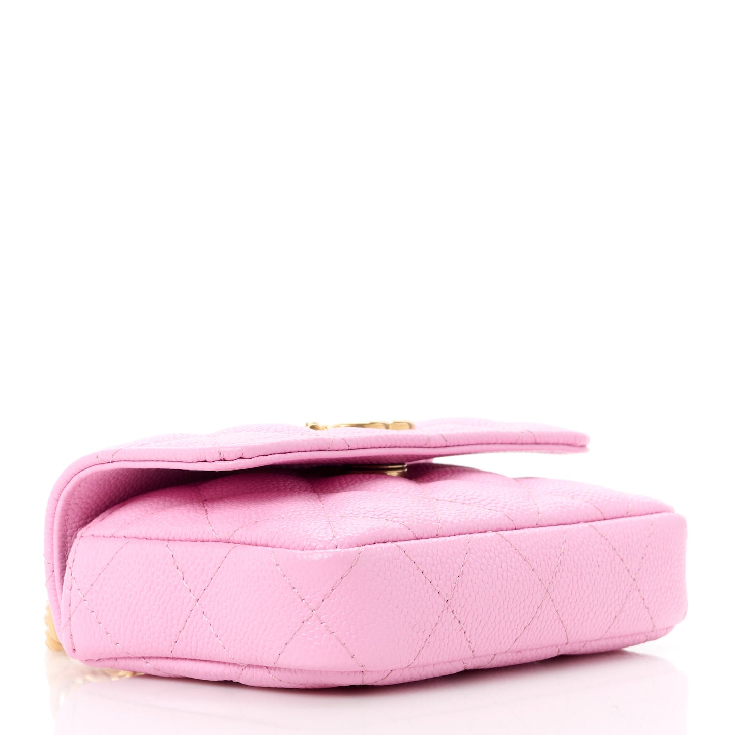 Caviar Quilted Sweetheart Clutch With Chain Pink