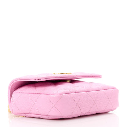 Chanel Caviar Quilted Sweetheart Clutch With Chain Pink 4 of 12