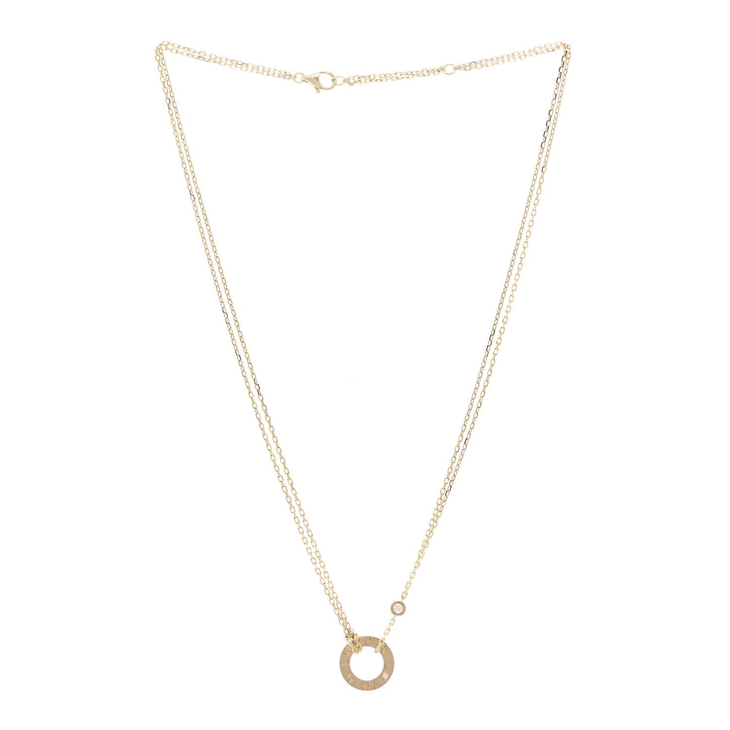 Cartier 18K Yellow Gold 2 Diamond LOVE Necklace 3 of 5