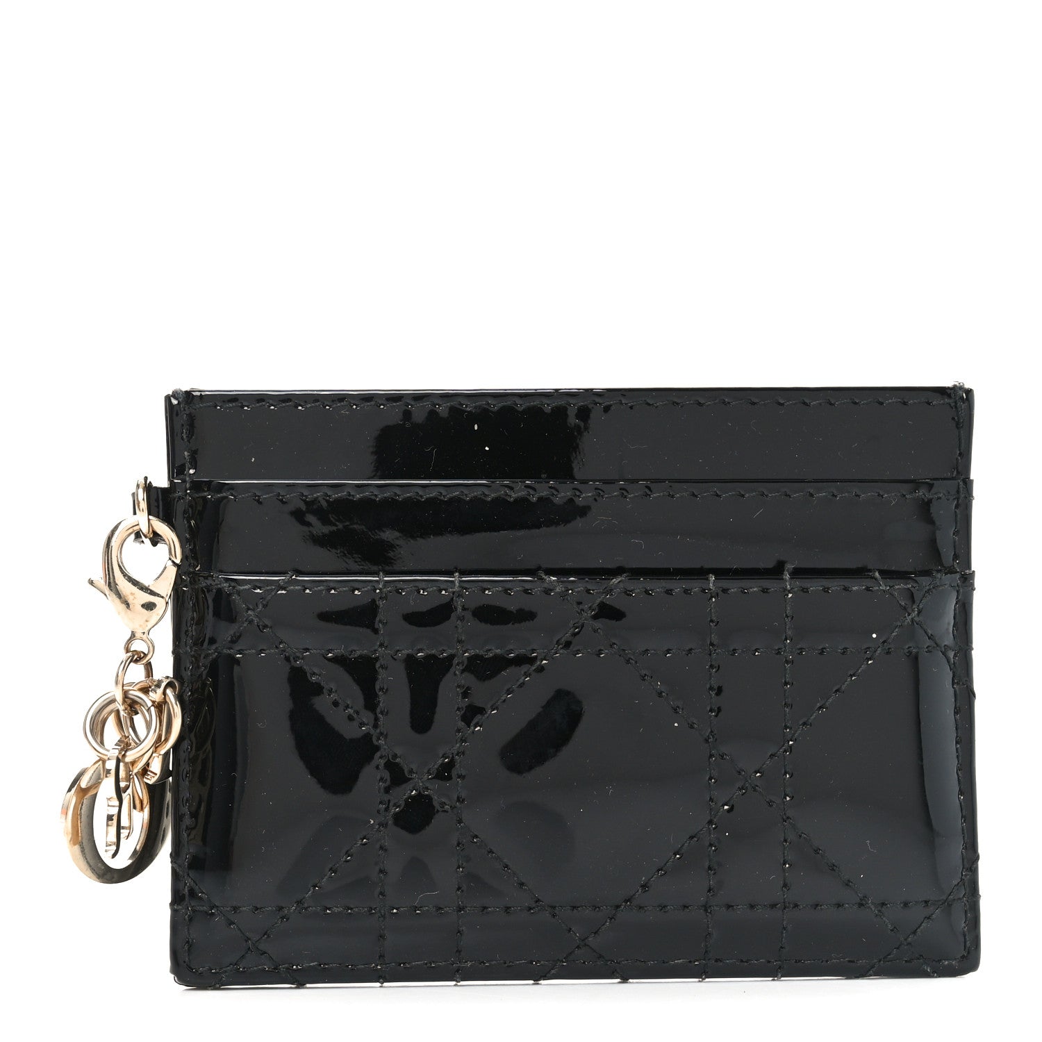 Christian Dior Patent Cannage Lady Dior Card Holder Black 1 of 7
