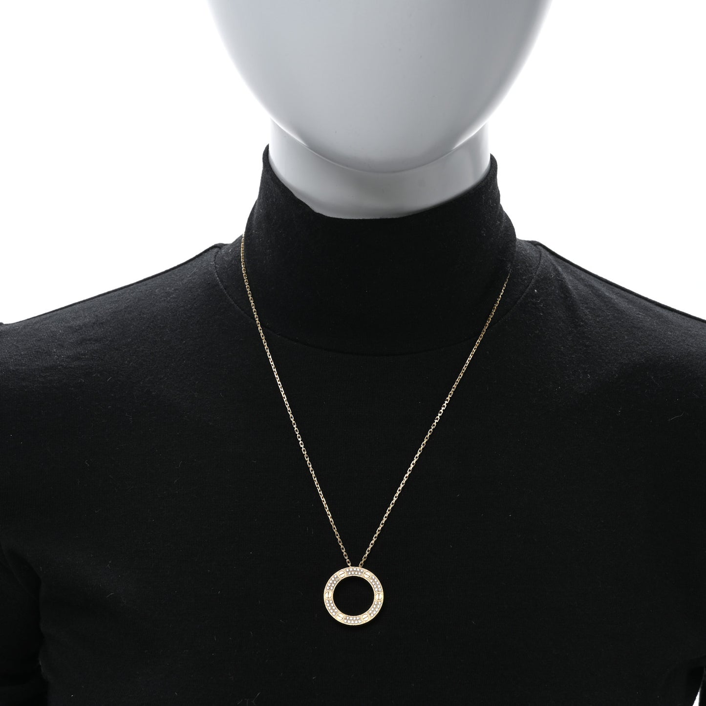 18K Yellow Gold Diamond LOVE Paved Necklace