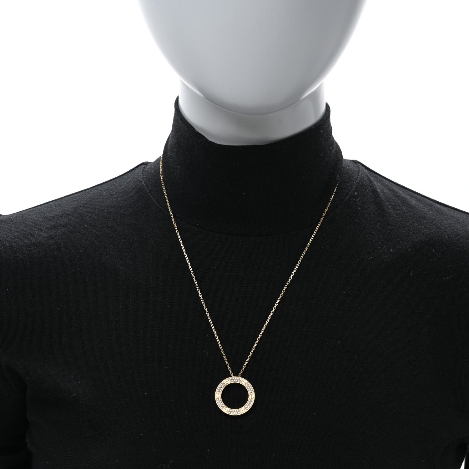 Cartier 18K Yellow Gold Diamond LOVE Paved Necklace 2 of 5
