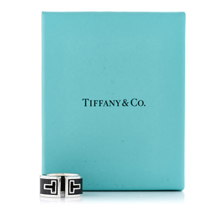 Tiffany Sterling Silver Black Ceramic T Cutout Ring 58 8.25 5 of 5