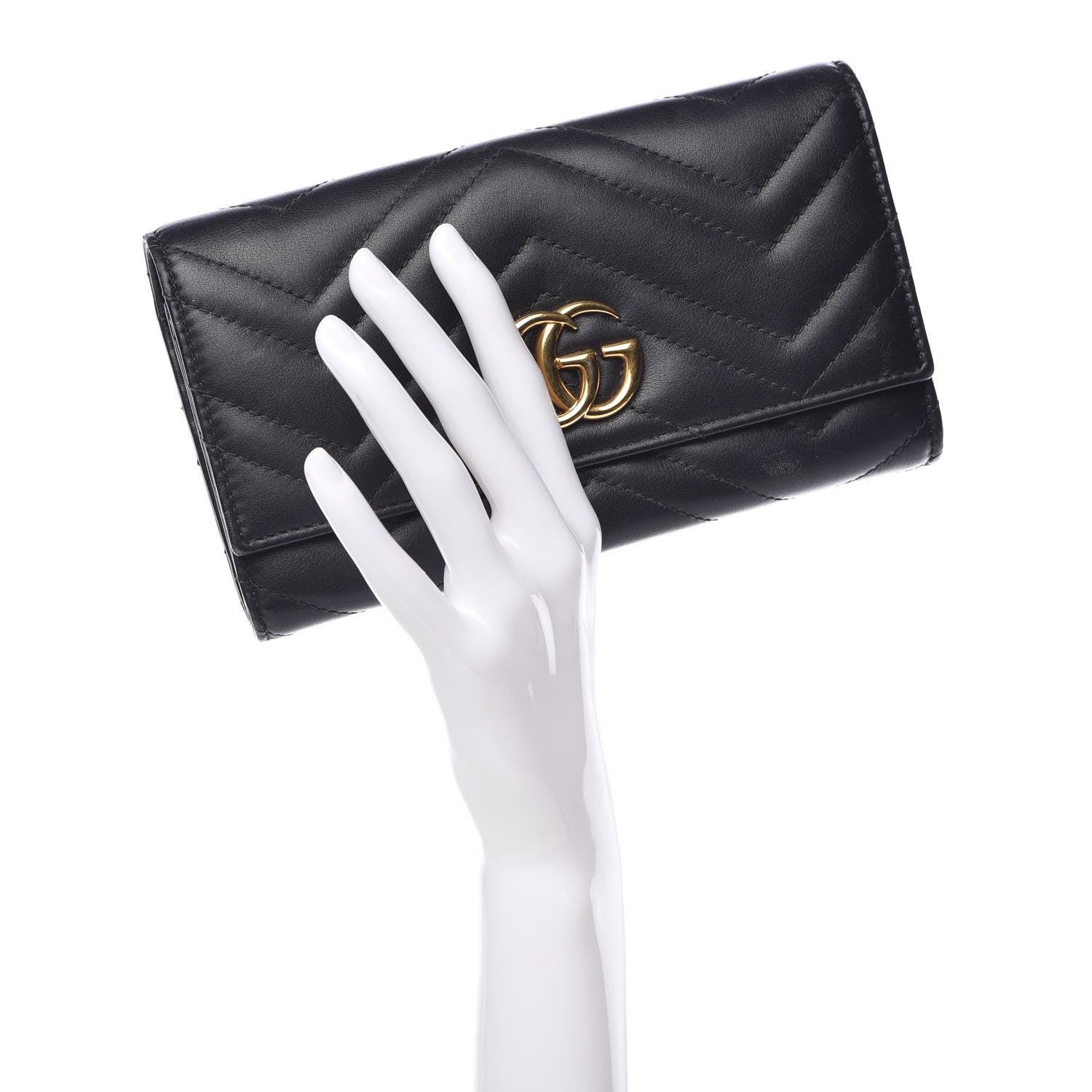 Gucci Calfskin Matelasse GG Marmont Continental Wallet Black 2 of 16