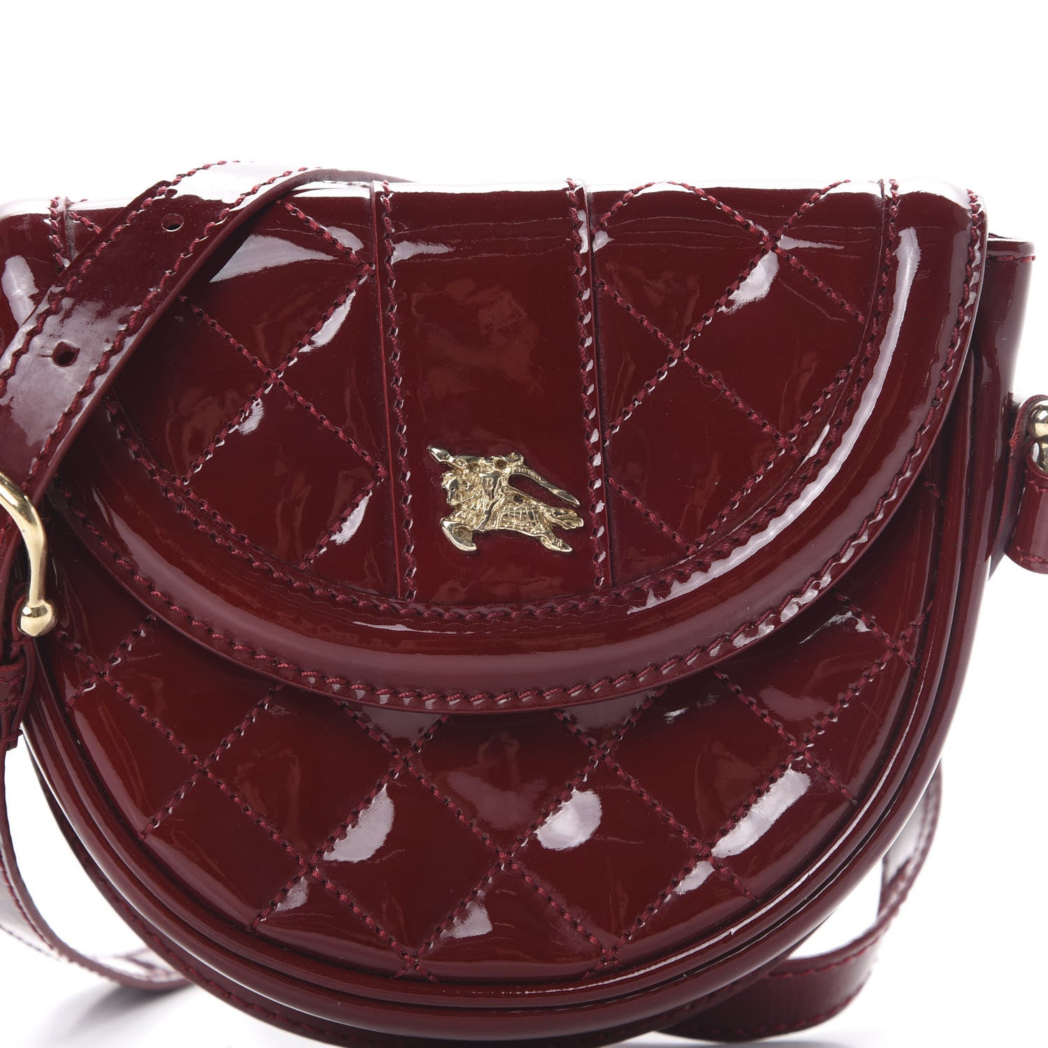 Burberry Patent Calfskin Quilted Mini Crossbody Bag Dark Red 8 of 12