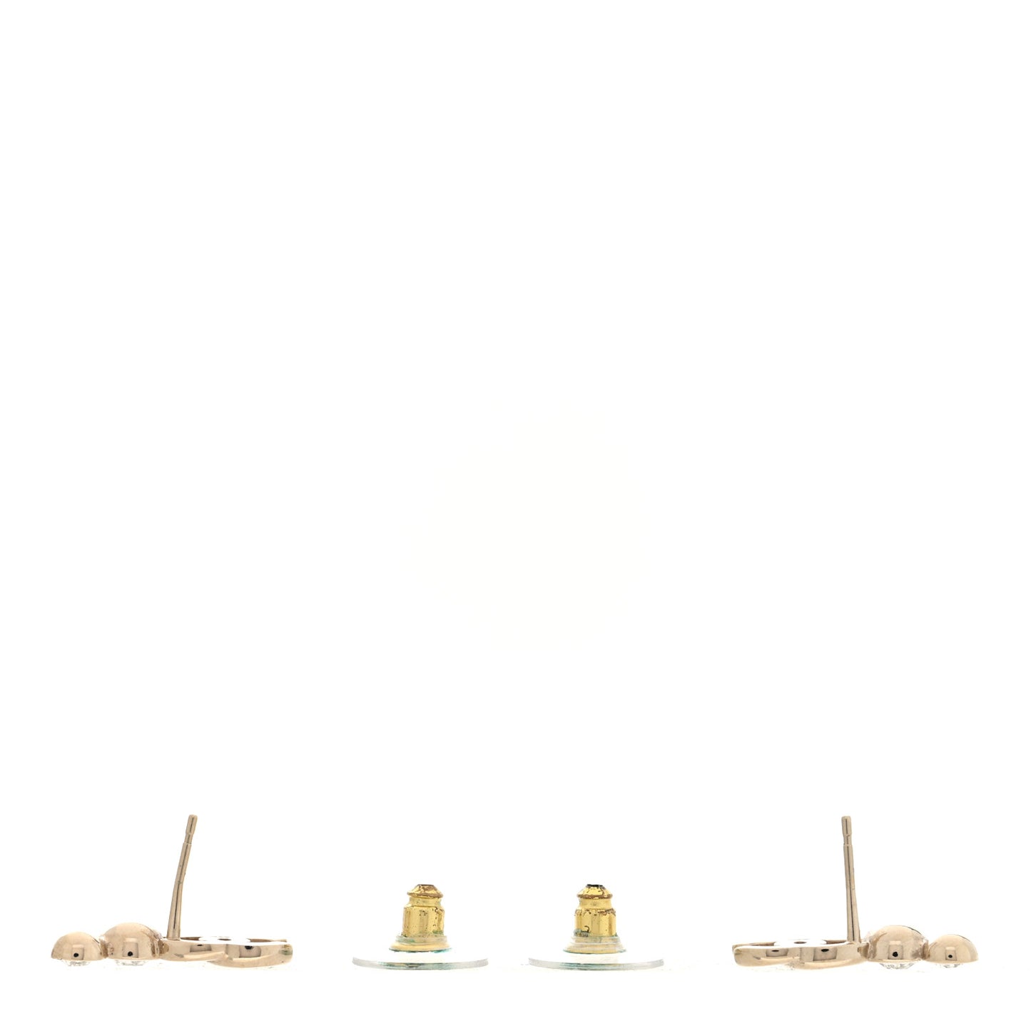 Metal Crystal CC Climber Earrings Gold