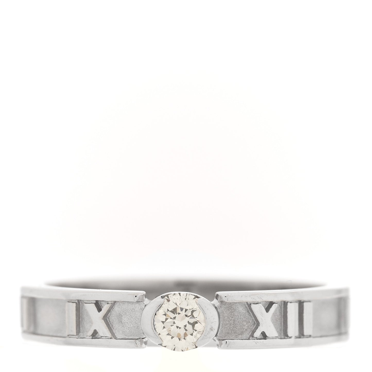 18K White Gold Diamond Atlas Solitaire Band Ring 49 5