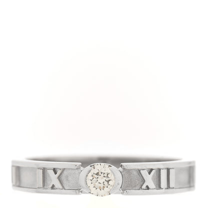 Tiffany 18K White Gold Diamond Atlas Solitaire Band Ring 49 5 1 of 5