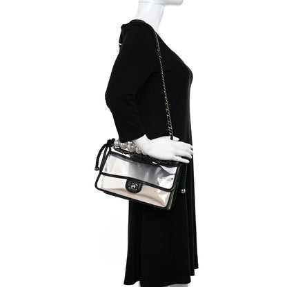 Chanel Lambskin PVC Sand By The Sea Flap With Pearl Strap Black 2 of 12