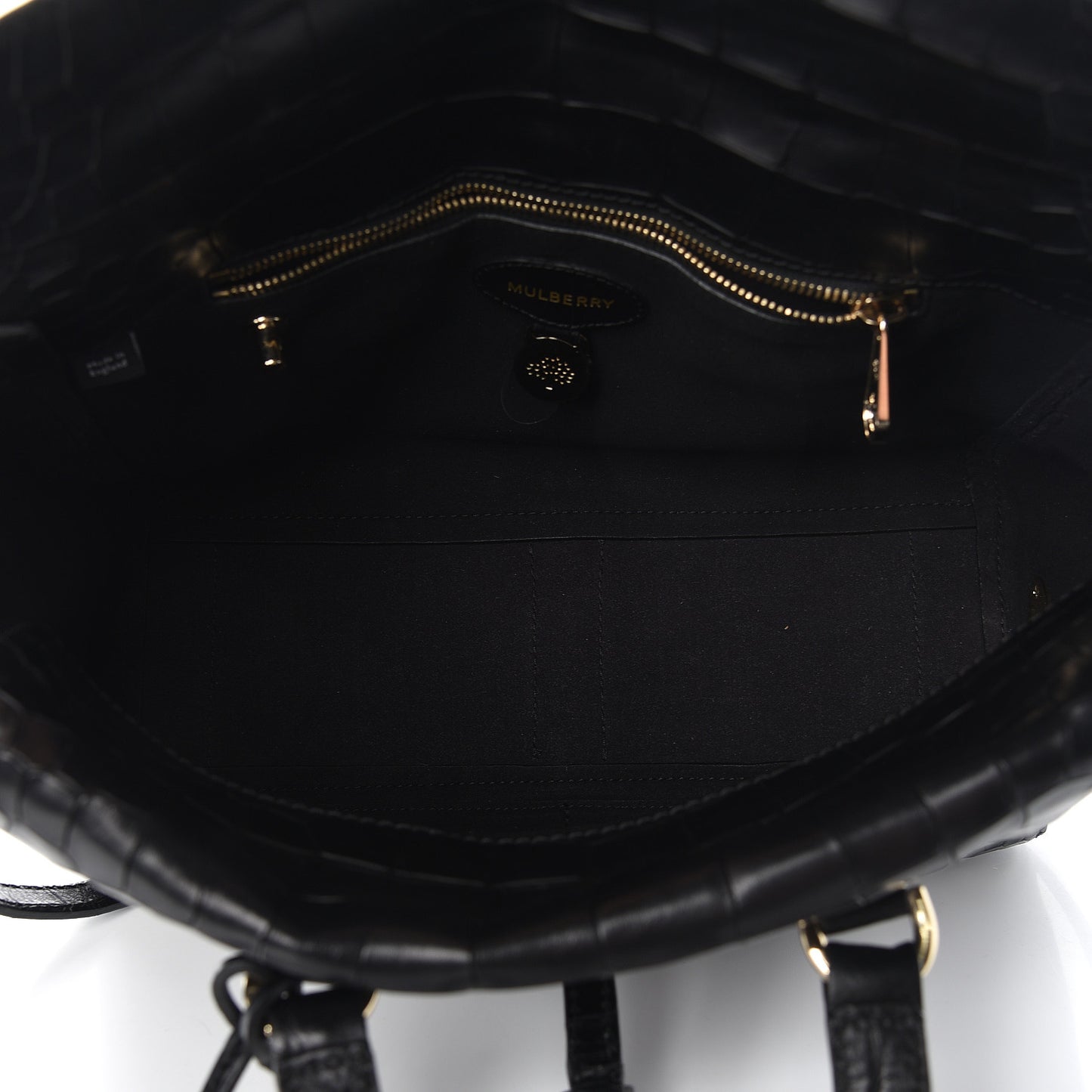 Calfskin Crocodile Embossed Small Roxette Black