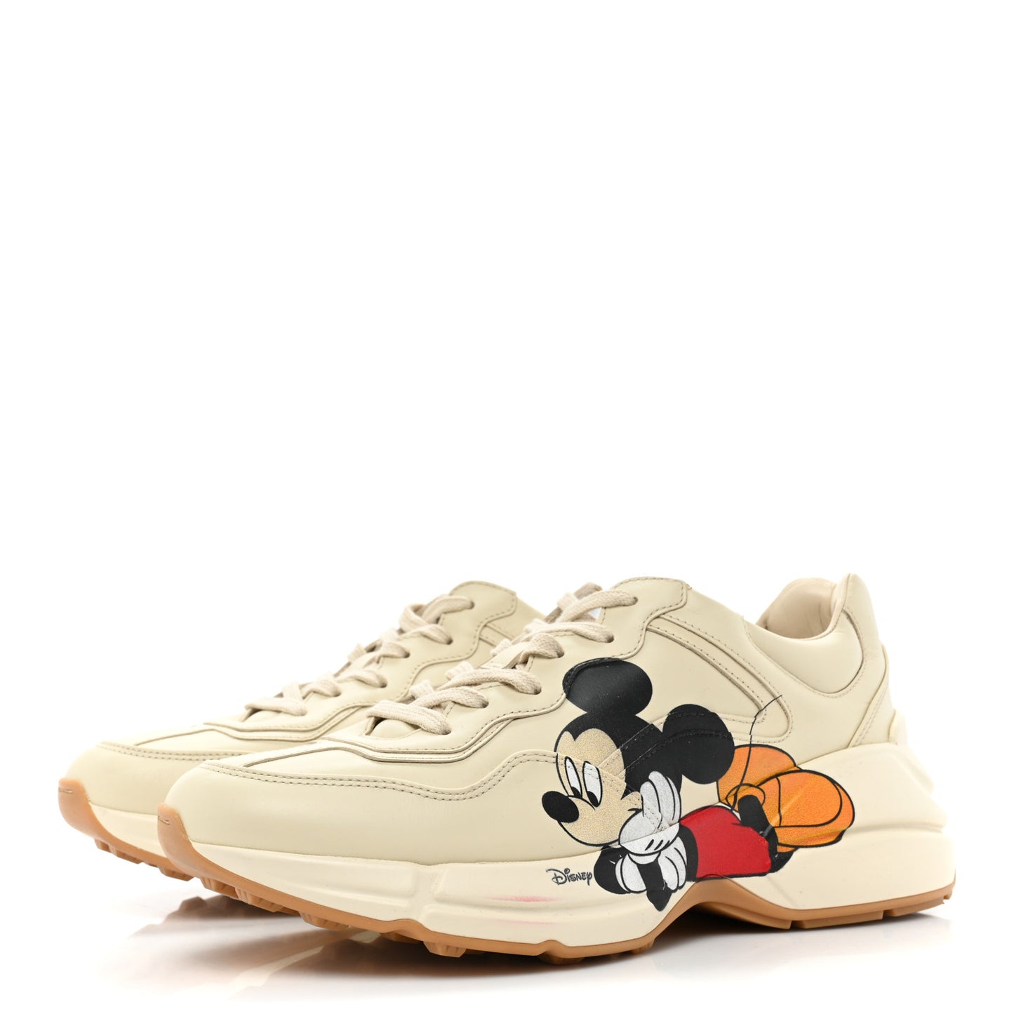 X DISNEY Calfskin Mickey Mouse Womens Rhyton Sneakers 39 Ivory