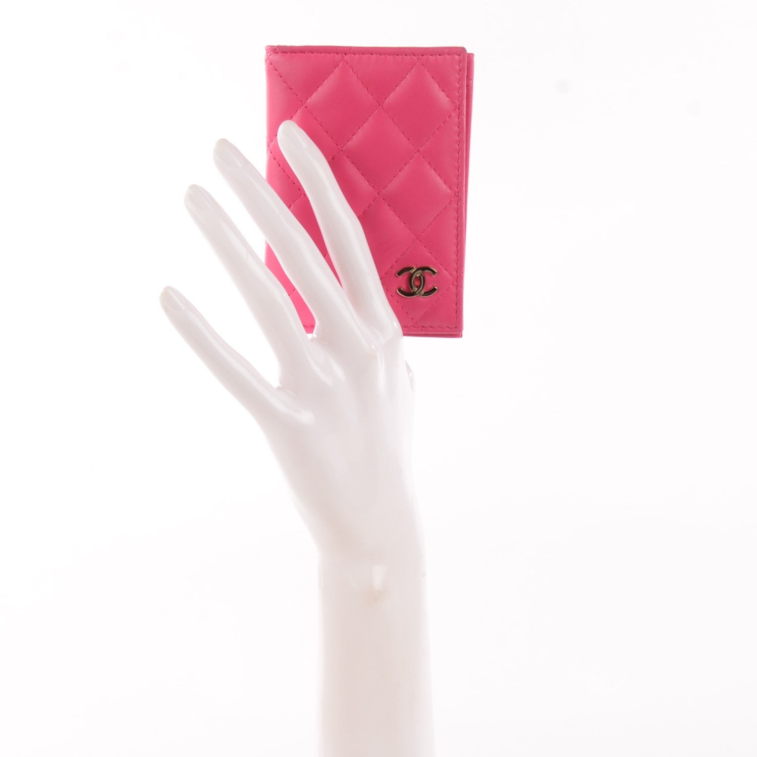Chanel Lambskin Quilted CC Card Holder Fuchsia 2 of 7