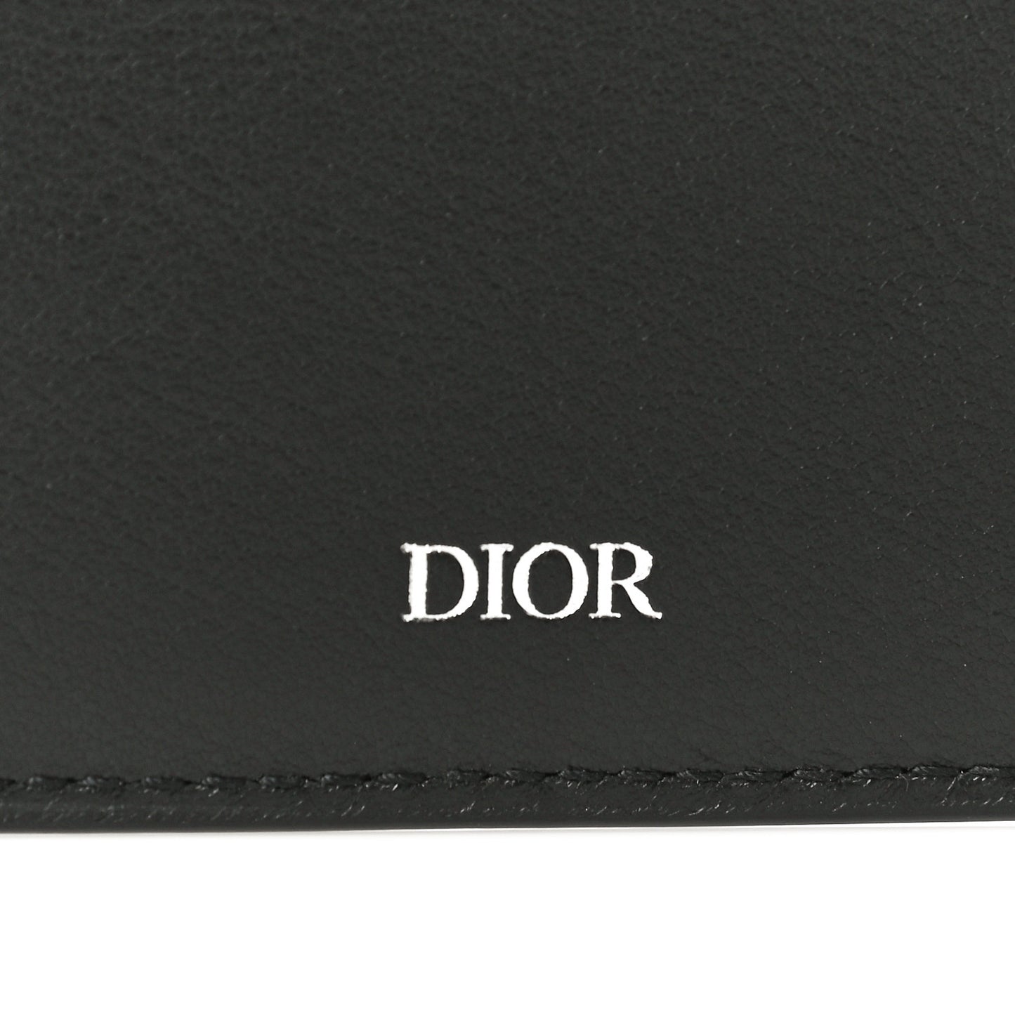 Calfskin Perforated Oblique Bi-Fold Do Galaxy Wallet Black