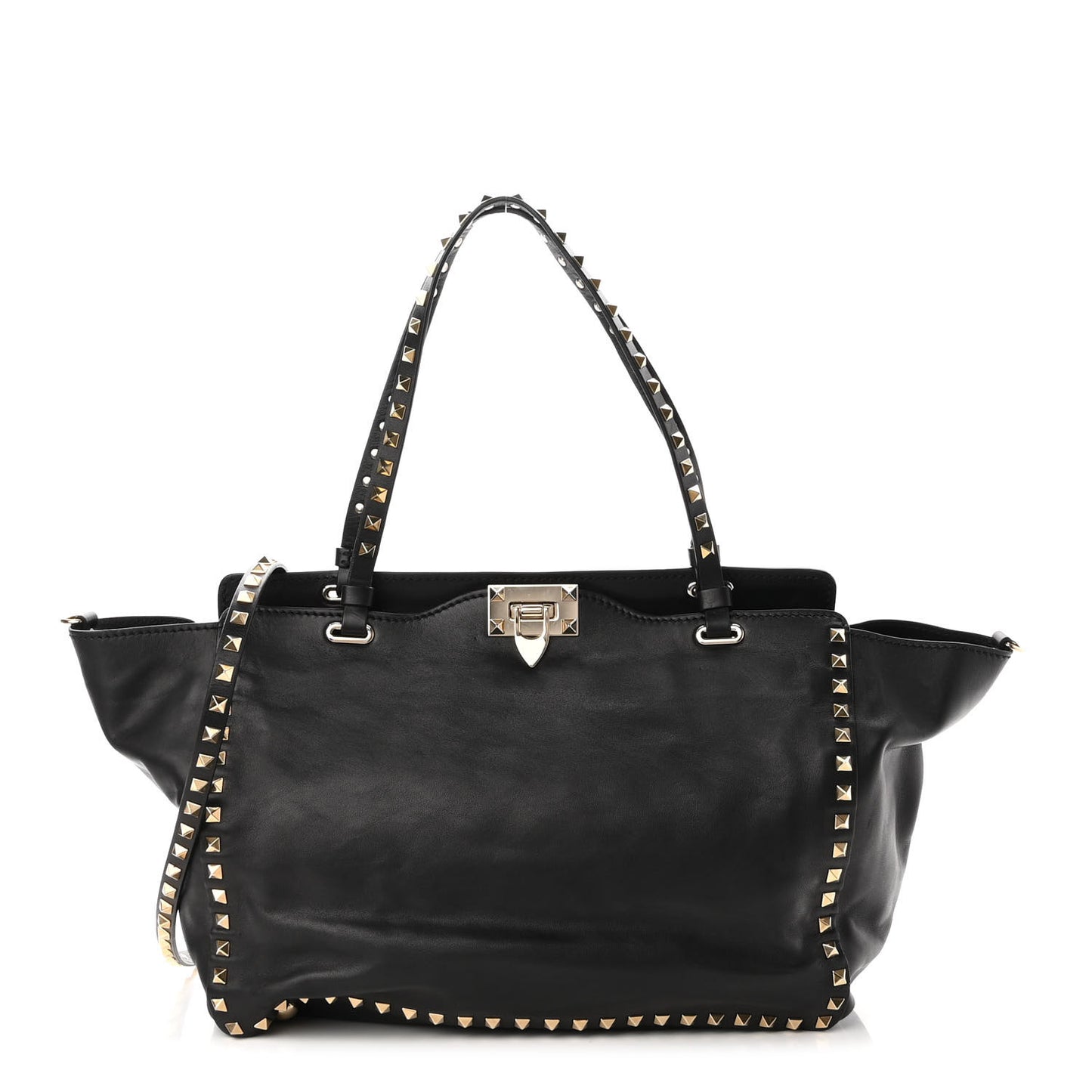 Vitello Medium Rockstud Tote Black